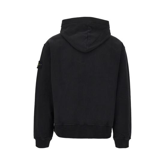 26FW 스톤 아일랜드 브러쉬드 오가닉 코튼 플리스 오버사이즈 집업 후드 스웨트셔츠 브러쉬드 오가닉 코튼 플리스 오버사이즈 집업 후드 스웨트셔츠 L2S156100023S0A20 Black - STONE ISLAND