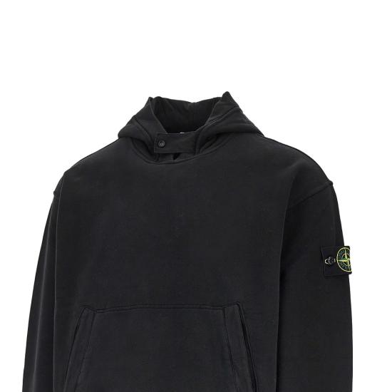 26FW 스톤 아일랜드 브러쉬드 오가닉 코튼 플리스 오버사이즈 집업 후드 스웨트셔츠 브러쉬드 오가닉 코튼 플리스 오버사이즈 집업 후드 스웨트셔츠 L2S156100023S0A20 Black - STONE ISLAND