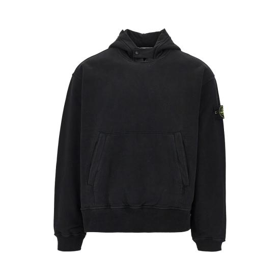 26FW 스톤 아일랜드 브러쉬드 오가닉 코튼 플리스 오버사이즈 집업 후드 스웨트셔츠 브러쉬드 오가닉 코튼 플리스 오버사이즈 집업 후드 스웨트셔츠 L2S156100023S0A20 Black