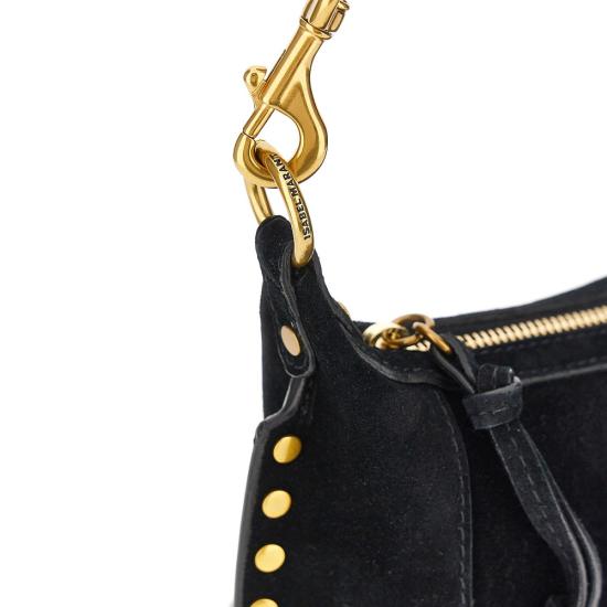 26FW 이자벨마랑 오스칸 문 스웨이드 카프스킨 레더 숄더백 PP0003FAA3C32M Black - ISABEL MARANT