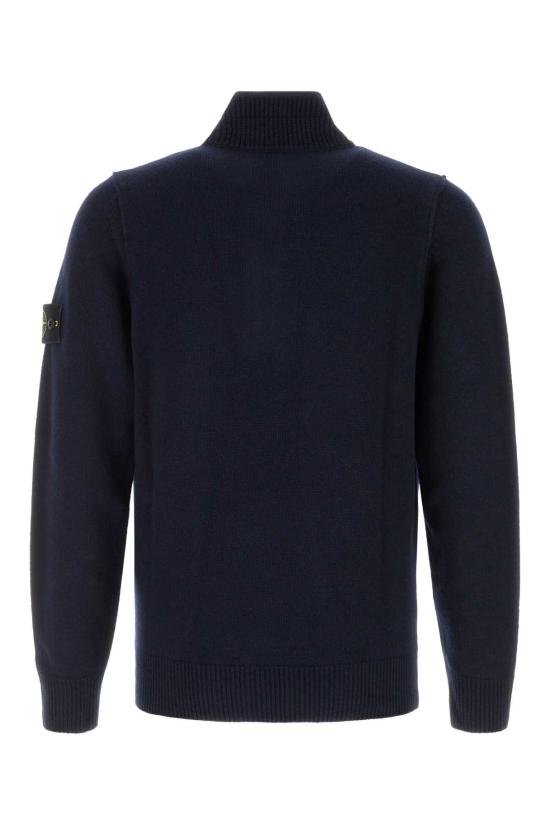 26FW 스톤 아일랜드 로고 패치 하이넥 버튼 울 스웨터 L2S155100040S00A3 V0020 Blue - STONE ISLAND