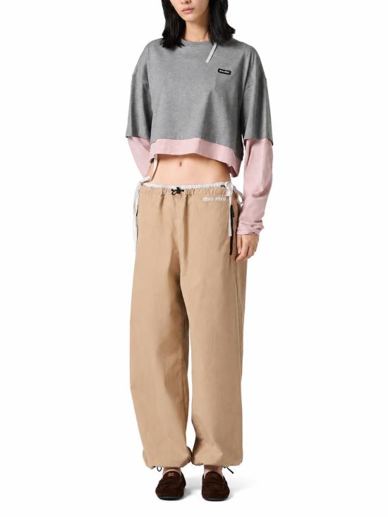 26FW 미우미우 긴팔 티셔츠 MJL135SOOO17OR F0L5D GRIGIO BEGONIA - MIU MIU