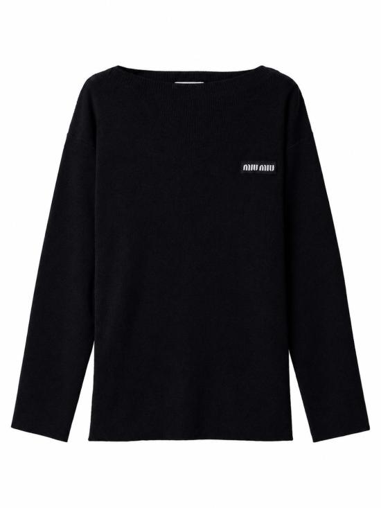 26FW 미우미우 로고 울 보트넥 스웨터 MML06WSOOO1903 F0008 BLEU