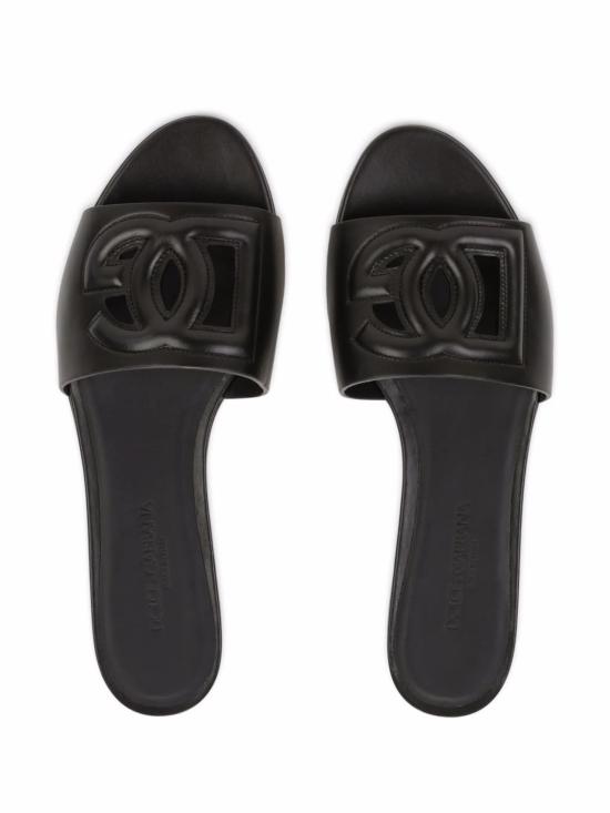 26FW 돌체앤가바나 DG 로고 카프스킨 슬리퍼 CQ0436AY329 80999 Nero - DOLCE & GABBANA