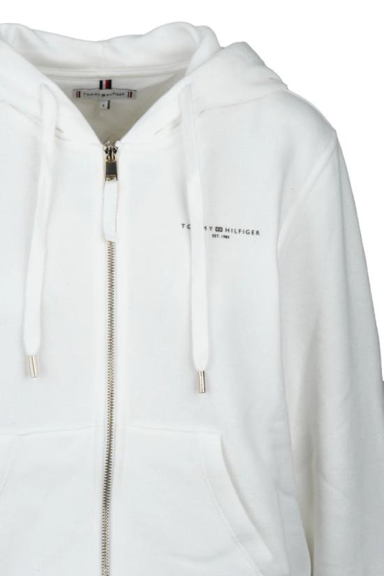  타미힐피거 후드 티셔츠 흰색 후드 집업 스웨트셔츠 - TOMMY HILFIGER