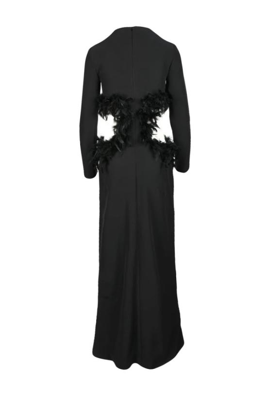  Valeria Mazza 원피스 블랙 페더 폴리에스터 이브닝 드레스 - OTHER BRANDS