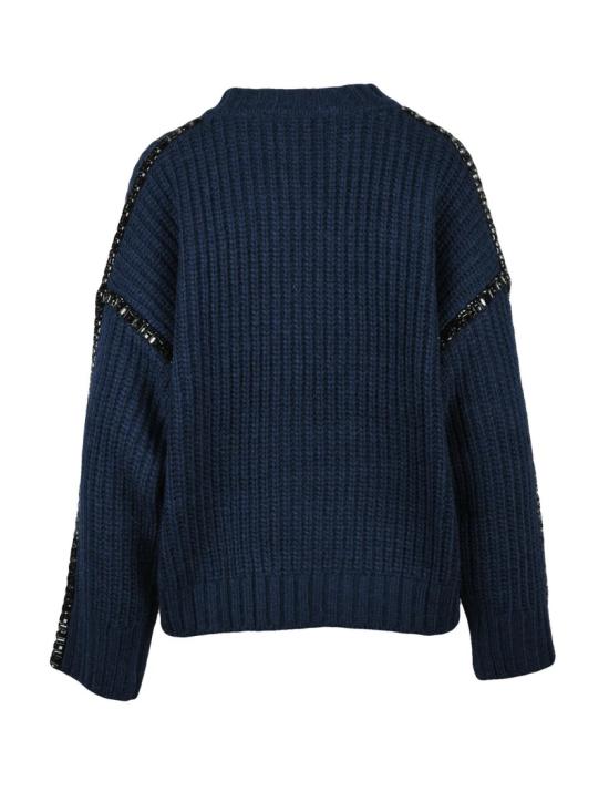 25FW 에센셜앤트워프 스웨터 탈부착 가능한 칼라와 스팽글 장식이 있는 두툼한 니트 오버사이즈 스웨터 - ESSENTIEL ANTWERP