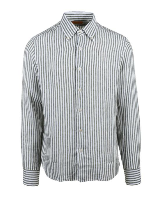 25SS Grigio 셔츠 흰색과 녹색 줄무늬 린넨