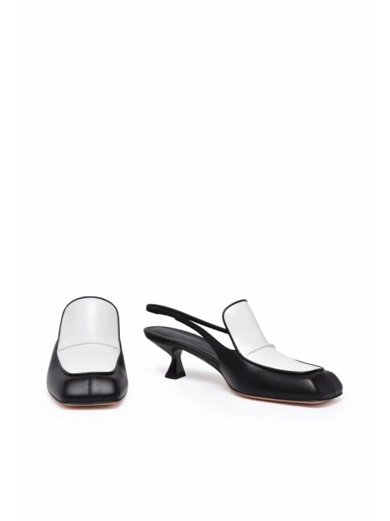 25FW 스포트막스 힐/펌프스 블랙-화이트 가죽 트로페오 샤넬 펌프스 - SPORTMAX