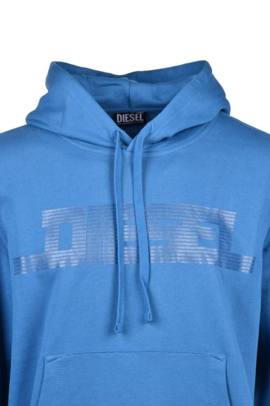  디젤 후드 티셔츠 파란색 후드 면 스웨트셔츠 - DIESEL
