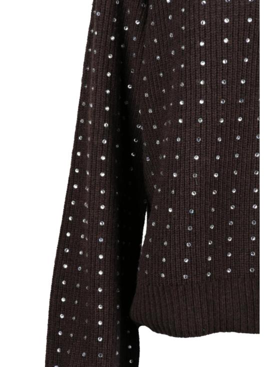 25FW 마렐라 스포츠 스웨터 반사 디테일이 있는 갈색 크루넥 니트 스웨터 - MARELLA SPORT