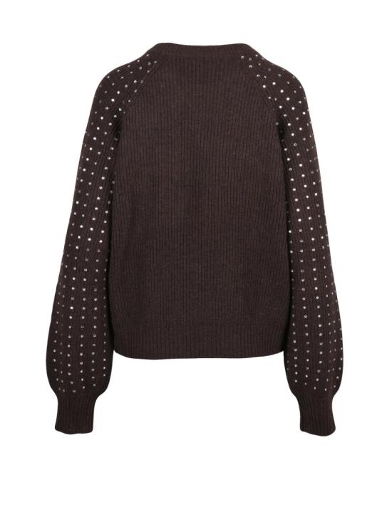 25FW 마렐라 스포츠 스웨터 반사 디테일이 있는 갈색 크루넥 니트 스웨터 - MARELLA SPORT