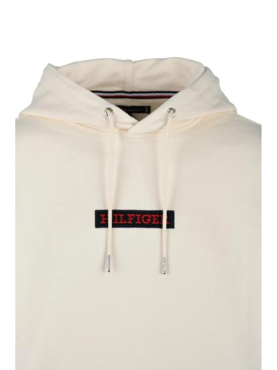  타미힐피거 후드 티셔츠 크림색 조절 가능한 면 후드티 - TOMMY HILFIGER