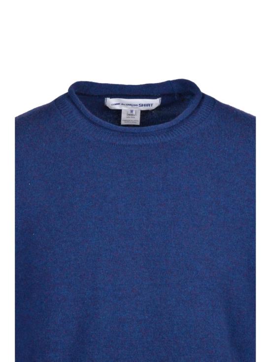 25FW 꼼데가르송 스웨터 고급스러운 블루 울 소재의 크루넥 스웨터 - COMME DES GARCONS