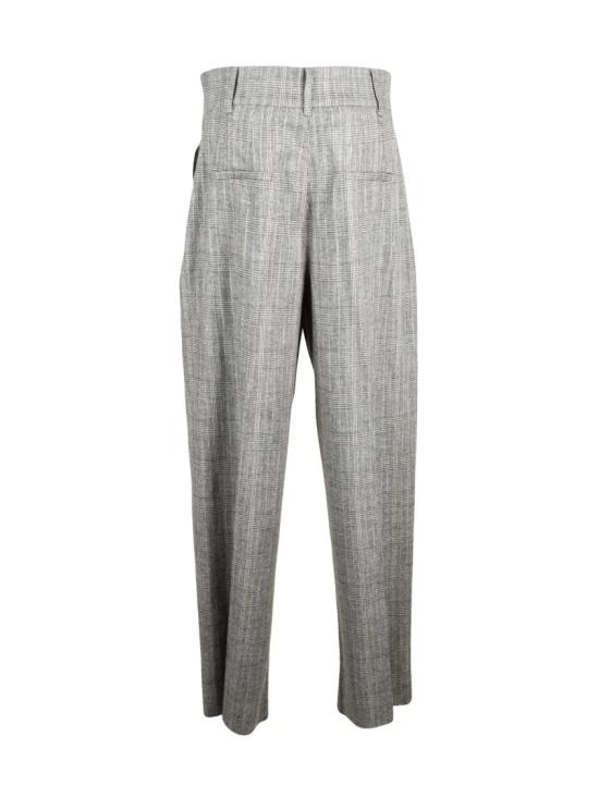 25FW 마렐라 스트레이트 팬츠 은은한 체크 무늬가 있는 맞춤형 회색 바지 - MARELLA