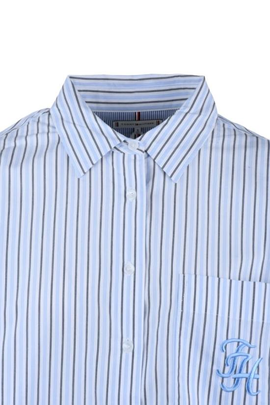  타미힐피거 셔츠 흰색과 연한 파란색 줄무늬 셔츠 - TOMMY HILFIGER