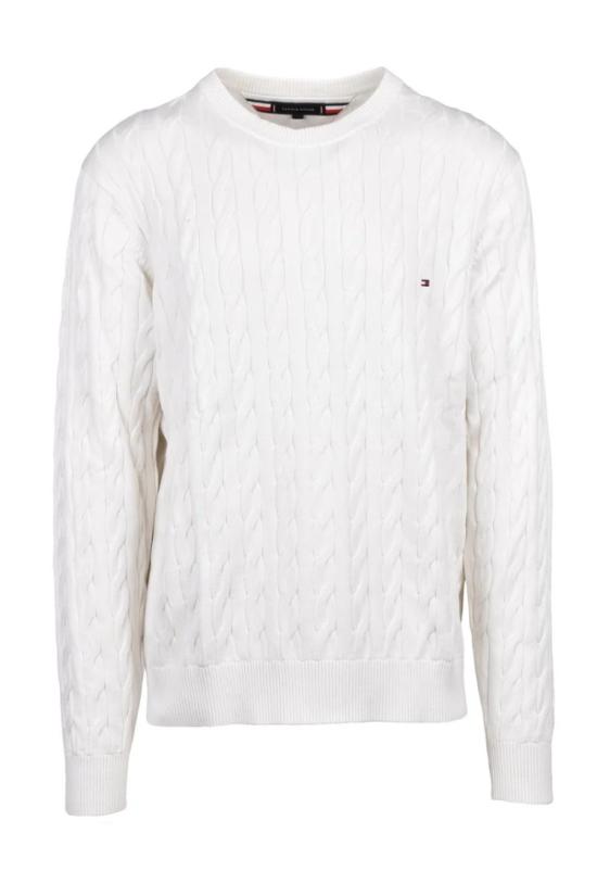 타미힐피거 스웨터 화이트 케이블 니트 스웨터