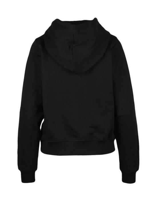 25FW 디젤 후드 티셔츠 드로스트링 후드와 볼드한 로고가 돋보이는 크롭 블랙 후드티 - DIESEL