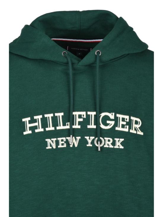 25SS 타미힐피거 탑 녹색 배색 소매 면 후드티 - TOMMY HILFIGER