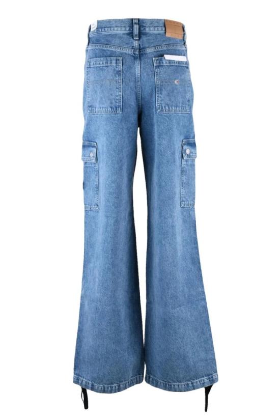  토미진 데님 팬츠 블루 와이드 레그 하이웨이스트 진 - TOMMY JEANS