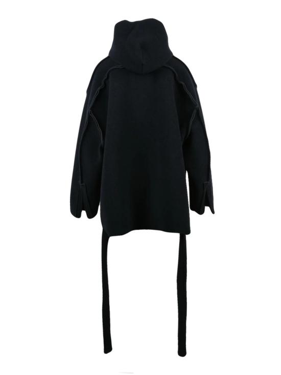 25FW 오토링거 코트 검정색 폴리에스터 혼방 펠트 아노락 - OTTOLINGER