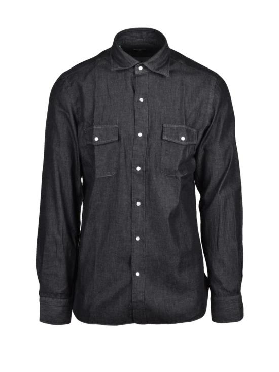 25FW 루이지 보렐리 긴팔 셔츠 질감이 있는 직조의 버튼다운 면