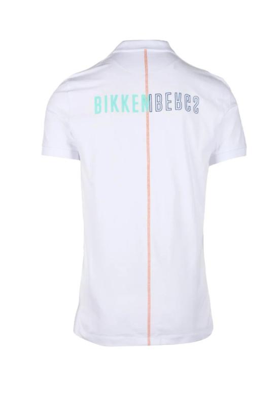  비켐버그 폴로 티셔츠 흰색 줄무늬 스트레치 폴로 셔츠 - BIKKEMBERGS