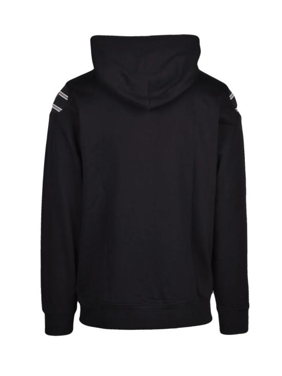 25FW 디젤 후드 티셔츠 강렬한 로고와 캥거루 포켓이 있는 블랙 스트레치 후드티 - DIESEL