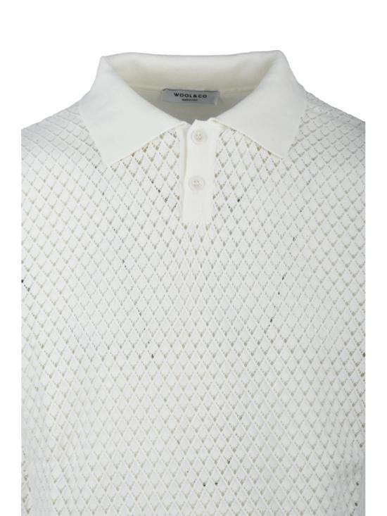 25SS 울앤코 폴로 티셔츠 화이트 다이아몬드 니트 폴로 셔츠 - WOOL & CO