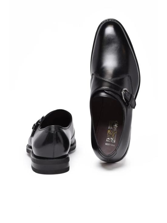 25FW 살바토레 페라가모 드레스 슈즈 검은색 가죽 몽크 슈즈 - SALVATORE FERRAGAMO