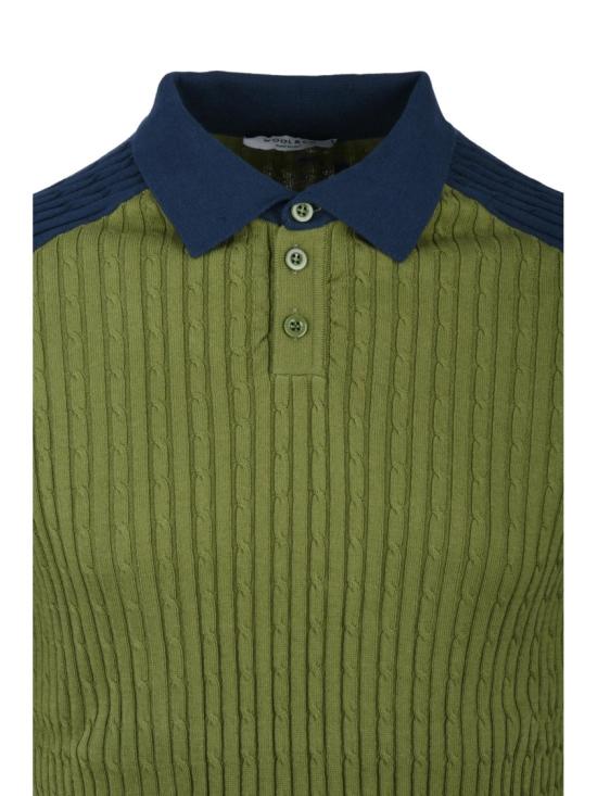 25SS 울앤코 폴로 티셔츠 청록색 질감 니트 폴로 셔츠 - WOOL & CO