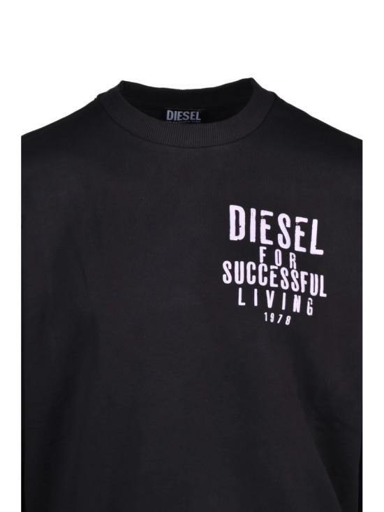 25FW 디젤 스웨터 시그니처 로고 디테일이 돋보이는 클래식 핏 코튼 스웨트셔츠 - DIESEL