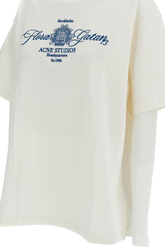 26FW 아크네 스튜디오 자수 레이어드 티셔츠 자수 레이어드 티셔츠 AL0560DGD White - ACNE STUDIOS