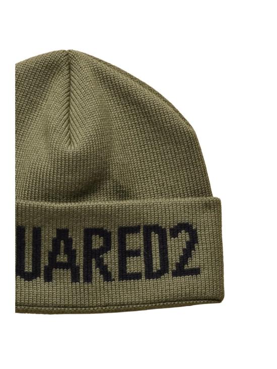 25FW 디스퀘어드2 비니 접힌 소매단과 굵은 글씨가 돋보이는 니트 울 비니 - DSQUARED2