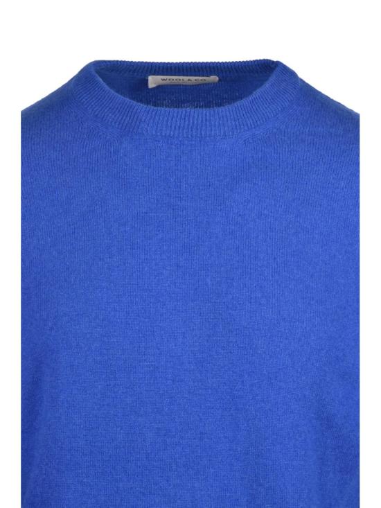 25FW 울앤코 스웨터 로얄 블루 색상의 골지 디테일이 있는 크루넥 풀오버 - WOOL & CO
