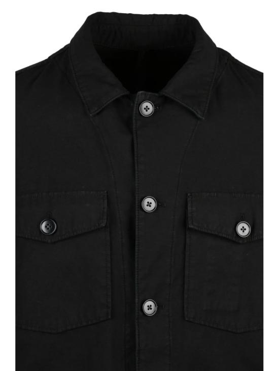25FW 엘비엠 긴팔 셔츠 클래식 칼라와 버튼 포켓이 있는 블랙 트윌 - L.B.M.