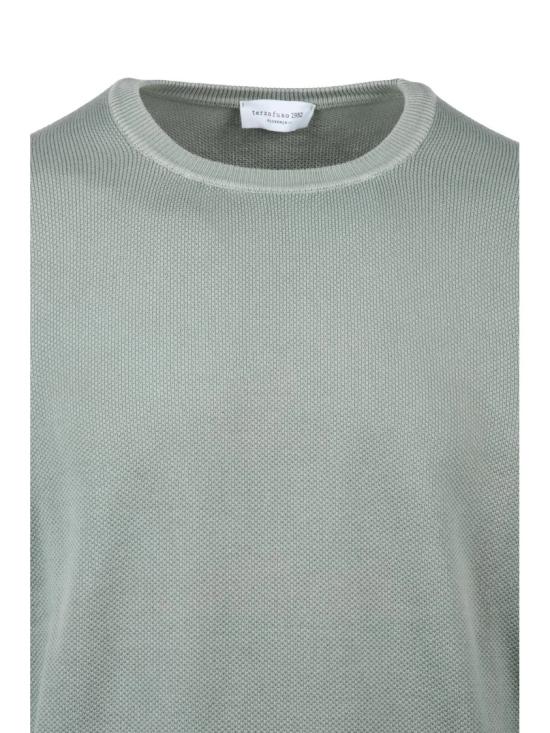 25SS Terzo Fuso 1952 니트웨어 세이지 그린 색상의 질감 있는 면 스웨터 - OTHER BRANDS