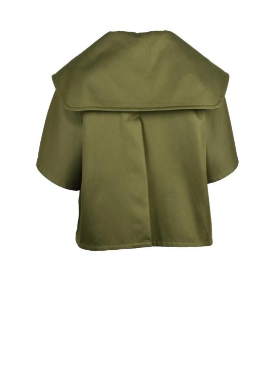 25FW 막스마라 코트 박시 그린 코튼 카노사 쇼트 만텔라 - MAX MARA