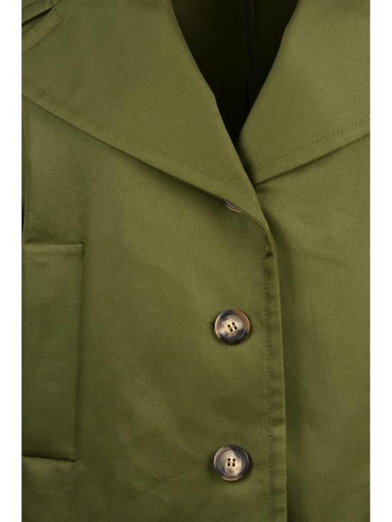 25FW 막스마라 코트 박시 그린 코튼 카노사 쇼트 만텔라 - MAX MARA