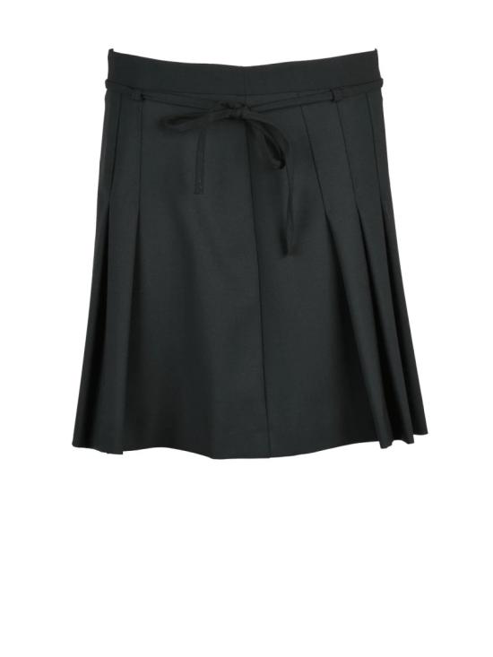 25FW 마렐라 스포츠 미디 스커트 맞춤형 허리밴드가 있는 주름 장식 블랙 미니