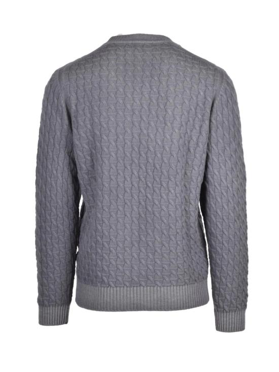 25FW 울앤코 스웨터 톤온톤 자수가 놓인 질감 있는 케이블 니트 크루넥 스웨터 - WOOL & CO