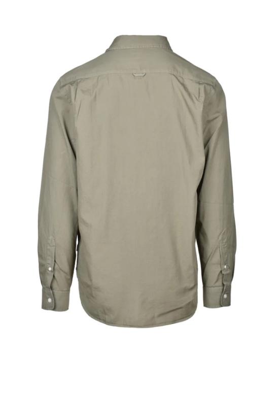  울리치 긴팔 셔츠 올리브 그린 색상의 구조적인 면 - WOOLRICH
