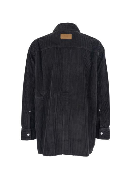 25FW 아미 코듀로이 벨벳 사이드 슬릿 오버셔츠 USH793CO0131020 Black - AMI