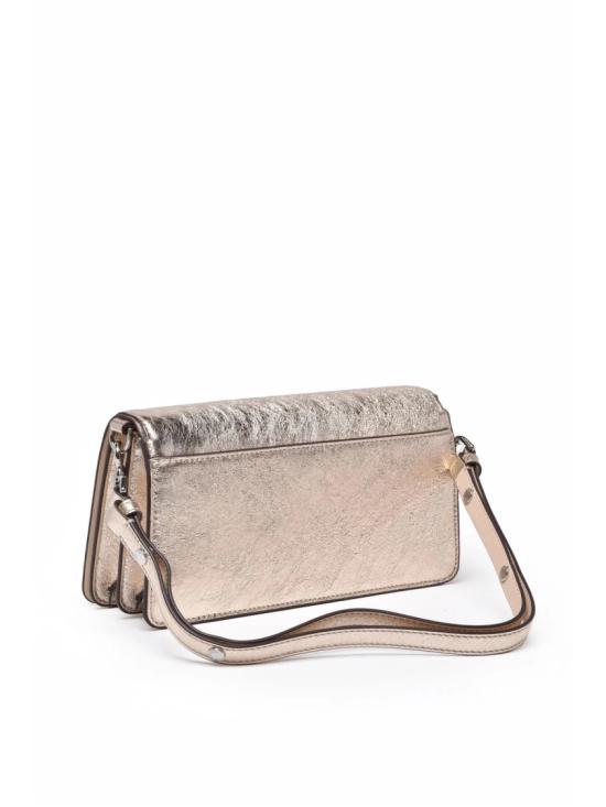 25FW 토리버치 크로스백 질감 있는 마감과 조절 가능한 스트랩이 있는 메탈릭 - TORY BURCH