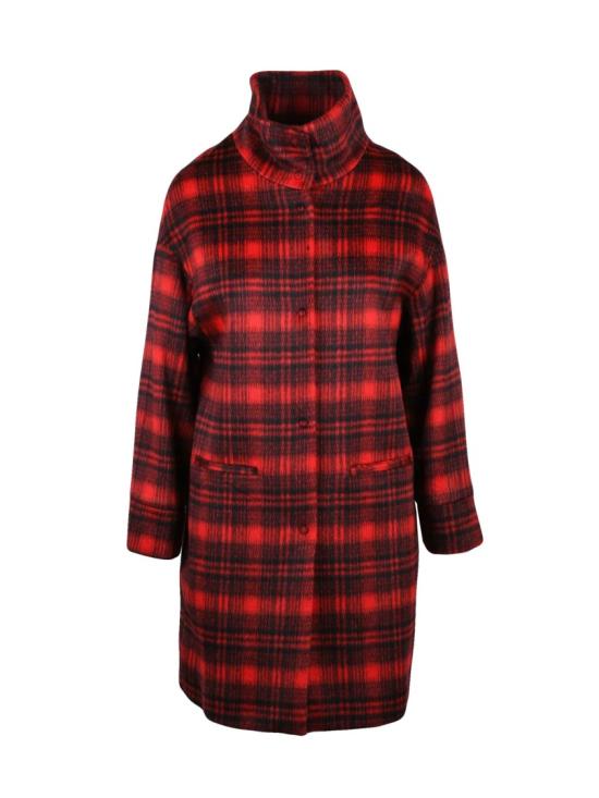 25FW 올리보 호리가미 코트 레드-블랙 버진 울 혼방