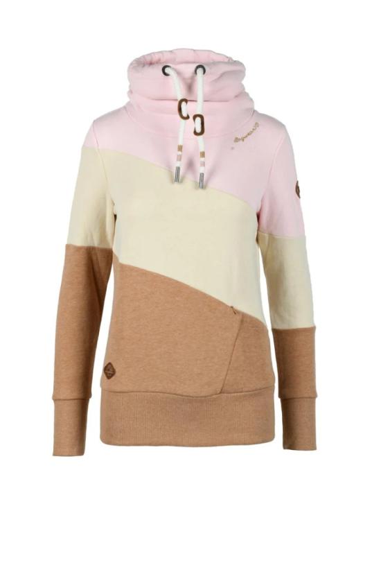  Ragwear 후드 티셔츠 베이지 컬러 블록 스웨트셔츠