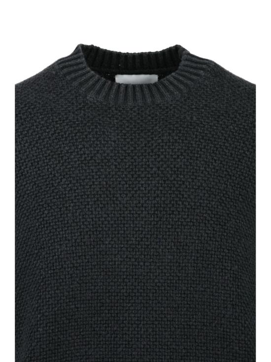 25FW 치르콜로1901 스웨터 질감이 있는 블랙 메리노 울 크루넥 스웨터 - CIRCOLO 1901