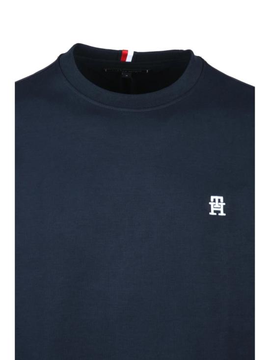 25SS 타미힐피거 니트웨어 파란색 크루넥 면 점퍼 - TOMMY HILFIGER