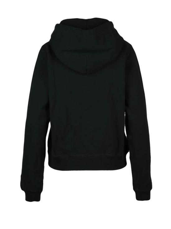 25FW 디젤 후드 티셔츠 예술적인 그래픽 디자인이 돋보이는 크롭 블랙 후드티 - DIESEL
