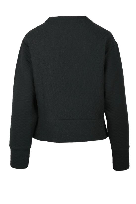  알마니 긴팔 티셔츠 블랙 크롭 코튼 블렌드 스웨트셔츠 - ARMANI
